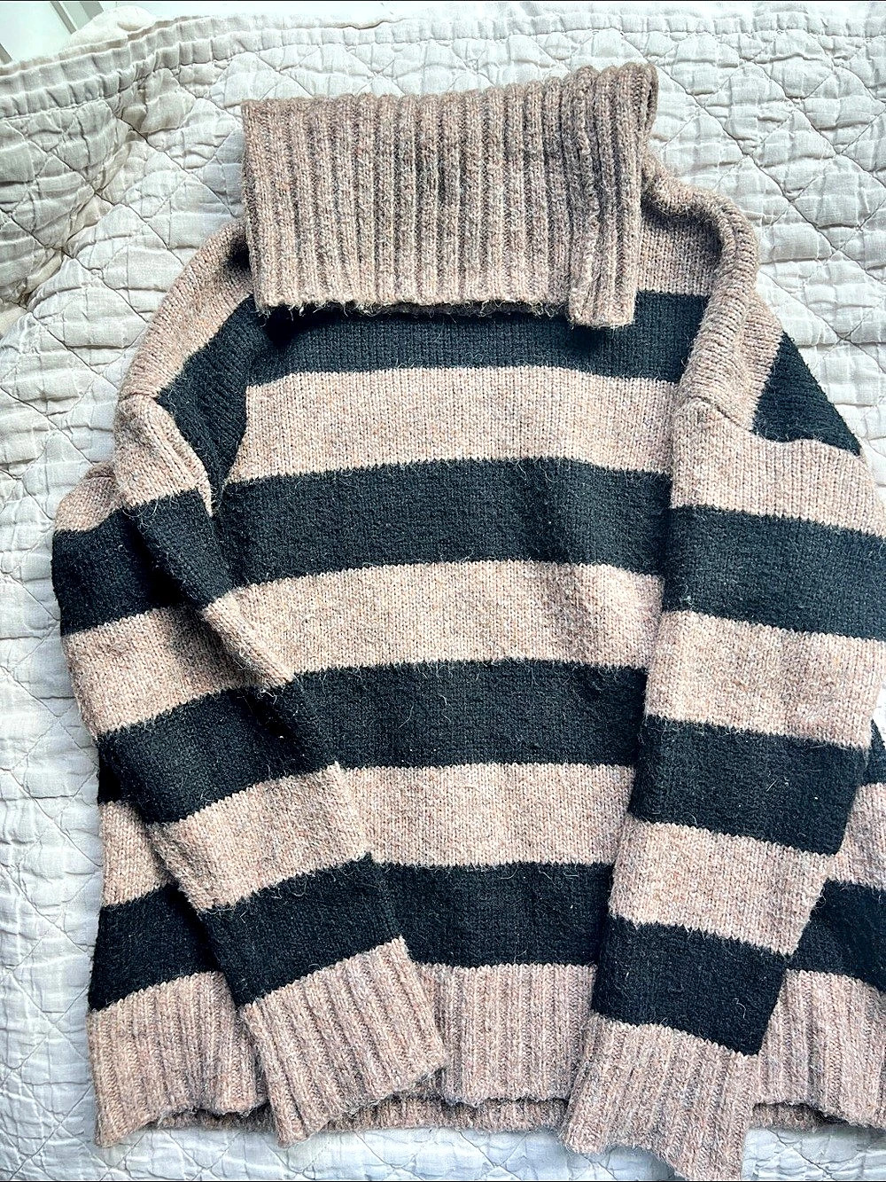 EVEREVE Striped Crew Neck Sweater Brown & Black Size Small